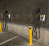 Wall mounted EV chargers in Westport Plaza garage
