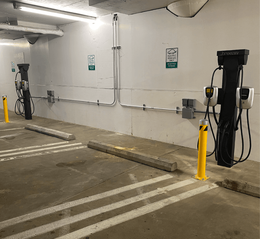 ev chargers in parking garage